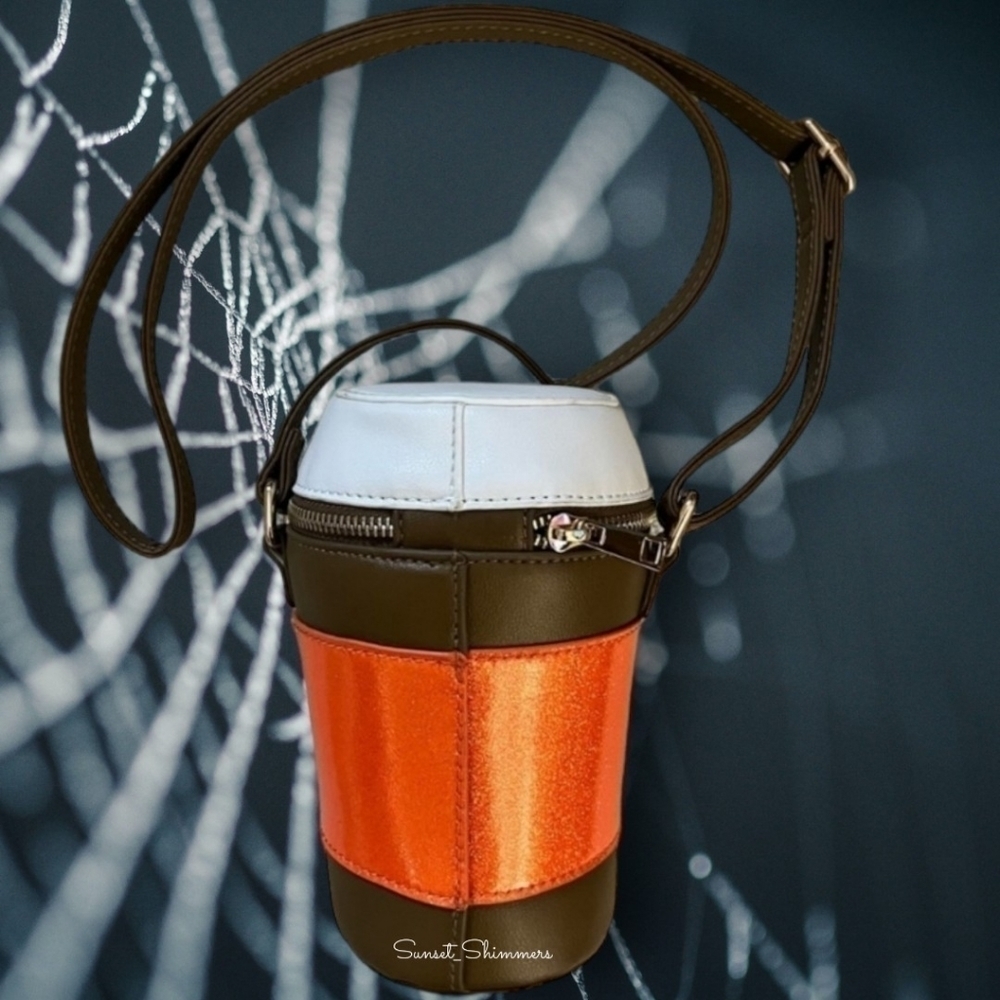Halloween Pumpkin Spice Latte Starbucks Coffee Style Crossbody Bag Purse NEW - Picture 7 of 9